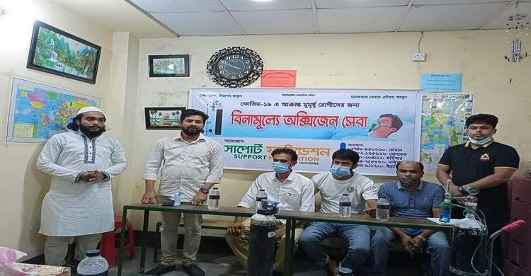 মাধবদীতে বিনামূল্যে অক্সিজেন সেবা চালু করলো স্বেচ্ছাসেবী সংগঠন